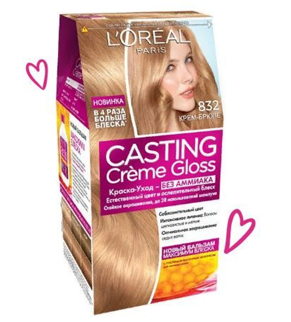 L'Oreal Paris Краска для волос Casting Creme Gloss, тон №832, Крем-брюле, 48 мл