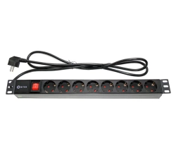 Блок розеток 19", 1U, 8 розеток, кабель 2 метра, огнеупорный пластик, 5bites PDU819P-01