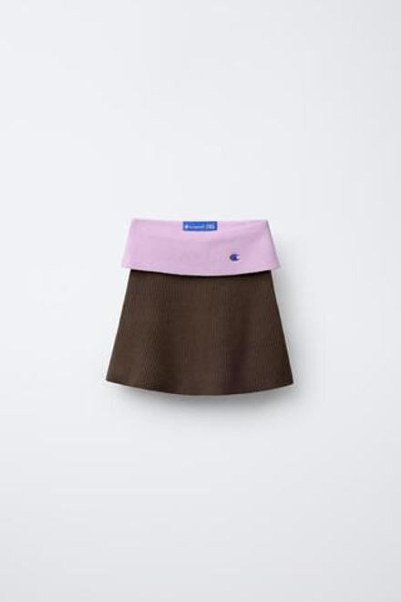ZARA Х CHAMPION ® ТРИКОТАЖНАЯ ЮБКА, ШОКОЛАДНО-КОРИЧНЕВЫЙ