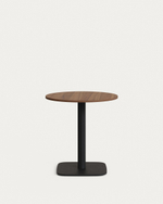 Dina Круглый стол из меламина с ореховой отделкой и черной металлической ножкой Ø 68x70 с