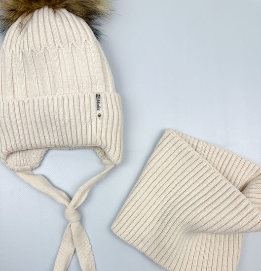 Шапка зимняя со снудом, Бежевая