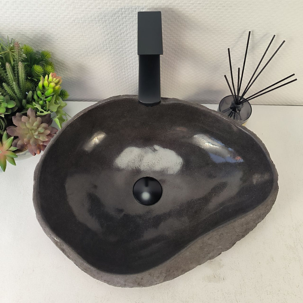 Каменная раковина из речного камня RS-05310 (47*39*15) 0861 из натурального камня