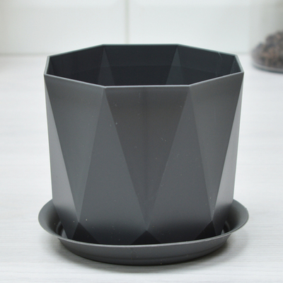 Кашпо Призма 1л d130мм с поддоном, графитовый
