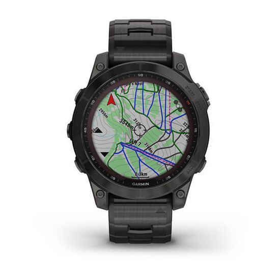 Умные часы Garmin Fenix 7 Sapphire Solar титановый угольно-серый DLC с угольно-серым титановым DLC браслетом