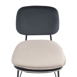 Стул полубарный с контрастным кантом Pea, велюр, темно-серый/бежевый