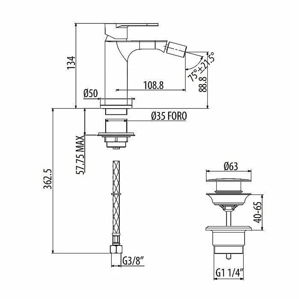 Смеситель для биде Gattoni H2Omix7000 7005070NO