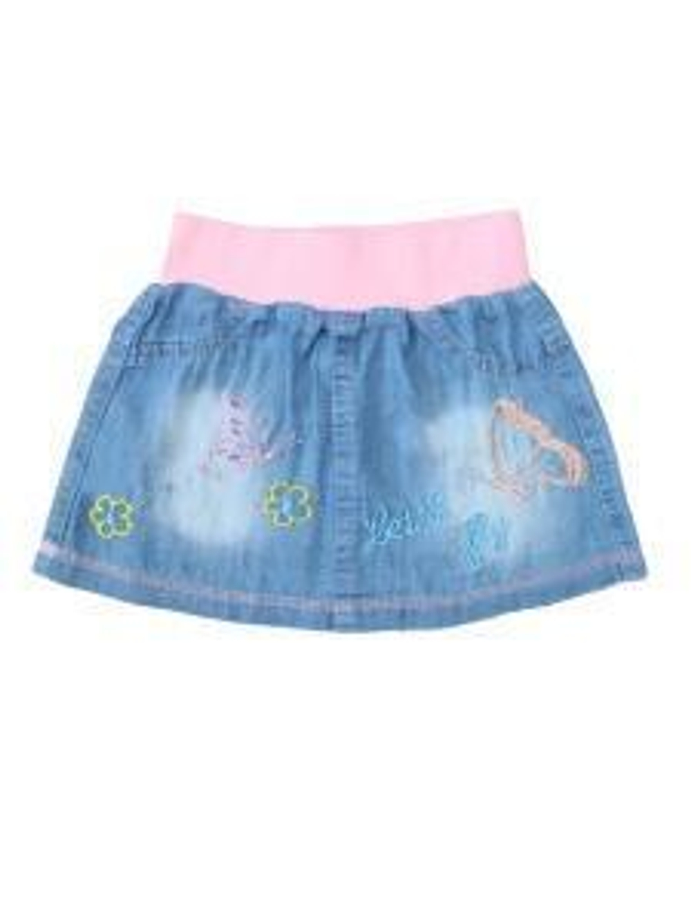Юбка для девочки джинсовая 98 р-р голубой, пояс розовый (Bonito)