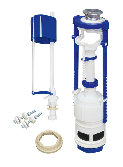 Арматура сантехническая 2-х уровневая, универсал. клапан, нижняя подводка, металл. кнопка