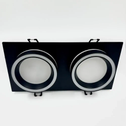 Светильник потолочный встраиваемый GX5.3 двойной, спот точечный черный светодиодный