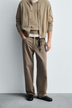 ZARA ДЖИНСЫ BARREL FIT - LIMITED EDITION, СВЕТЛО-КОРИЧНЕВЫЙ