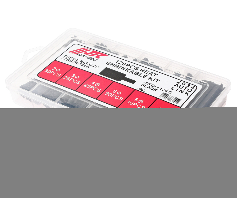 Трубка термоусадочная d=2,3,4,5,6,10мм, длина 100мм, 120шт. набор JTC