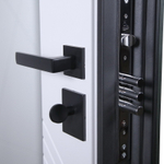 Стальная дверь "Санторини" с зеркалом (адаптивная замковая часть). Заказная модель.