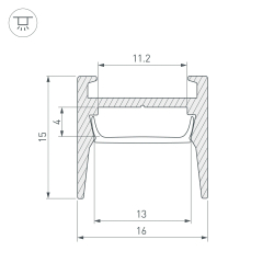 Профиль MIC-H-COMFY-2000 ANOD (Arlight, Алюминий) 029844