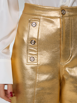 Брюки праздничные для девочки с эффектом металлик золото