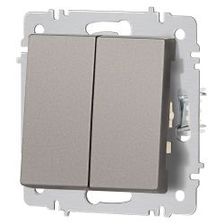 Переключатель Intro Accent 6-107-09 двойной, 10А-250В, IP20, СУ, AL/CU, титан