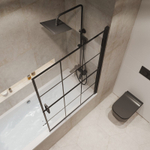 Шторка для ванны Niagara Nova NG-08-10BLACK (100х140) черный матовый,стекло прозрачное с рисунком,распашная,1 место