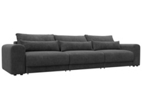 Диван прямой Лига-056 НПБ Лонг, BRUT 16 темно-серый, Велюр, 129145