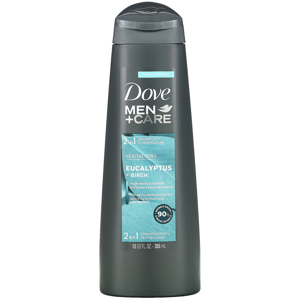 Dove, Men + Care, шампунь и кондиционер 2 в 1, восстанавливающее действие, эвкалипт и береза, 355 мл (12 жидк. Унций)