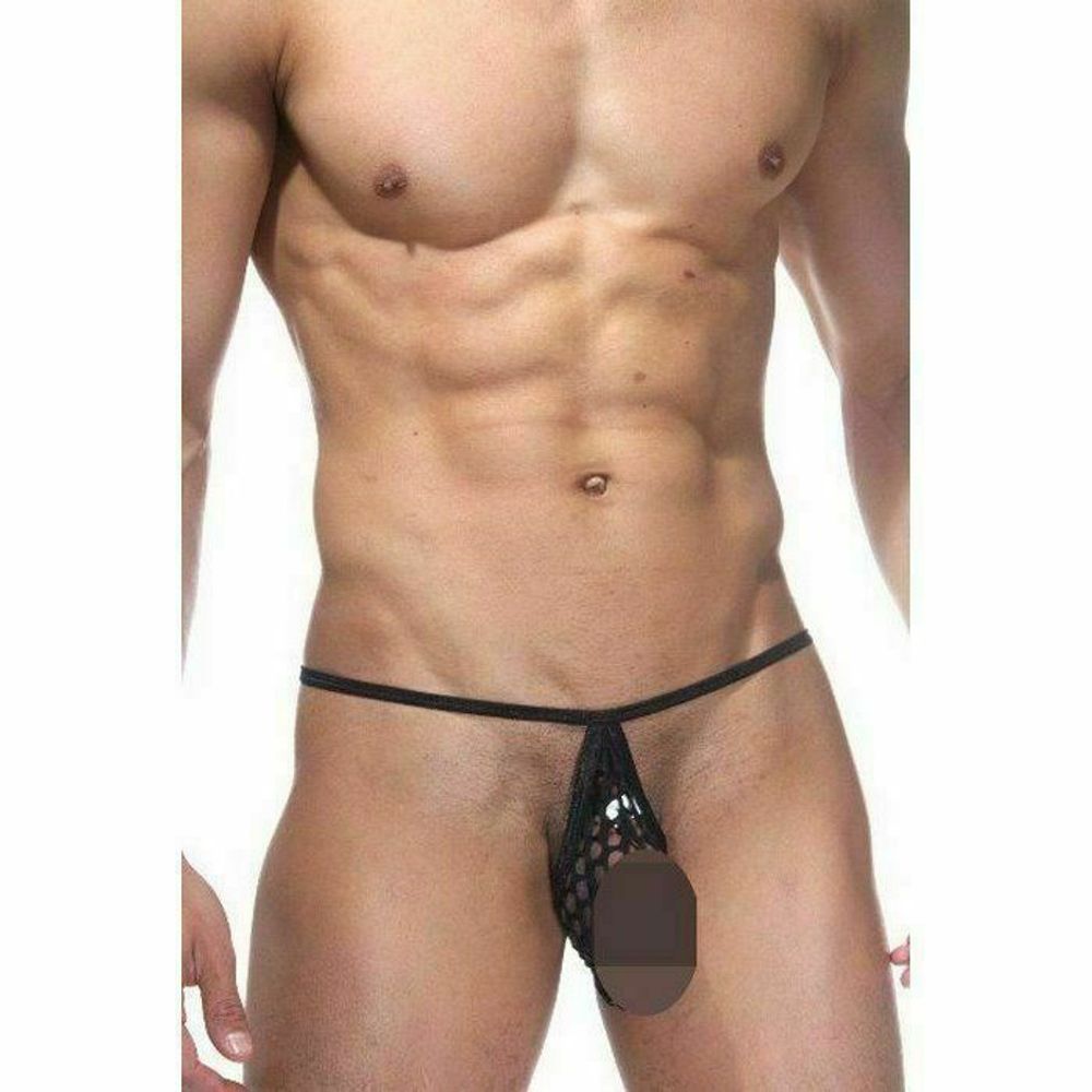 Мужские трусы стринги черные в сетку La Blinque LB15176