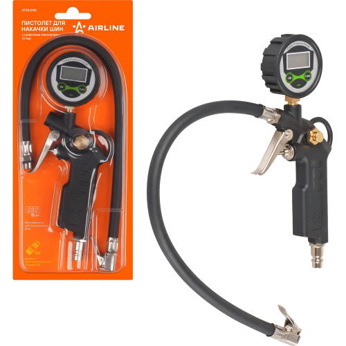 Пневматический пистолет для накачки шин с манометром 8 атм AIRLINE ATBU042