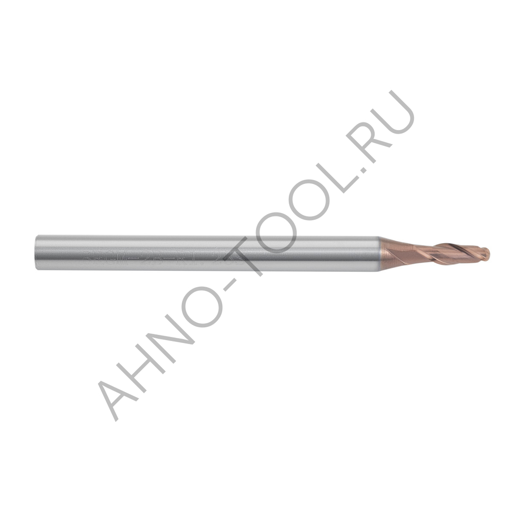 Фреза твердосплавная сферическая  2.5мм (L=50, l=5, хв=4) Z2 35° по стали, нерж., чугуну BRGM-2B-R1.