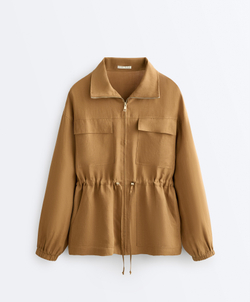 Oysho Куртка с присборенной талией из смеси лиоцелла и 24% льна, медный