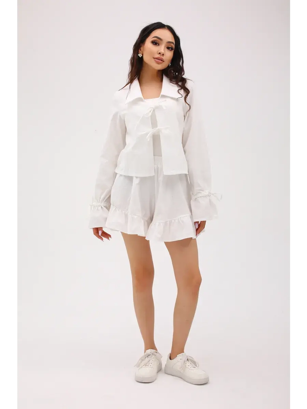 Костюм летний двойка с шортами и рубашкой