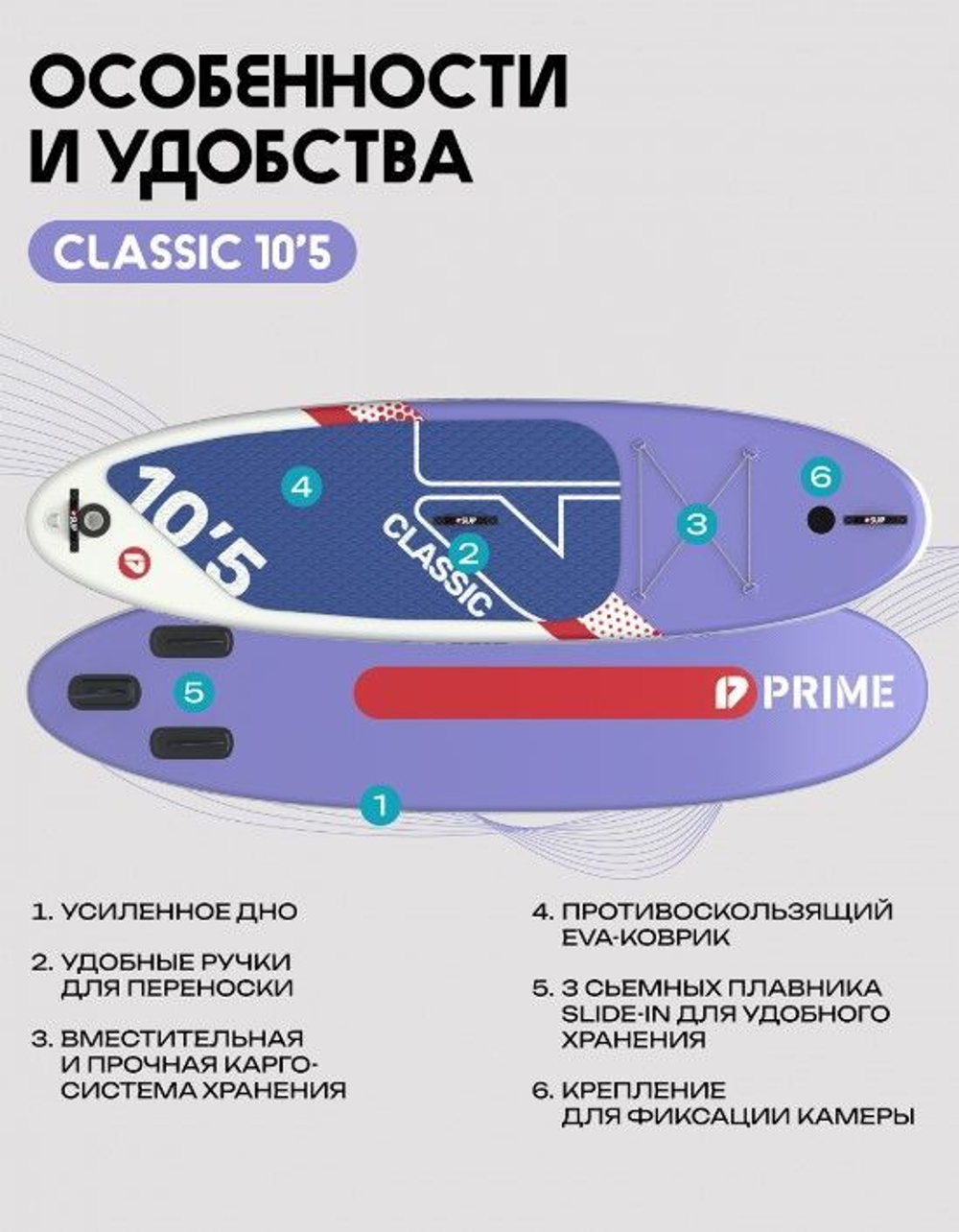 Сап-доска SUP PRIME 10'5*34"*6" CLASSIC purple