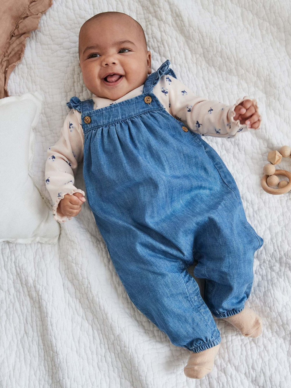 Комбинезон и боди в комплекте для девочки Next Q94-781, Синий, Молочный