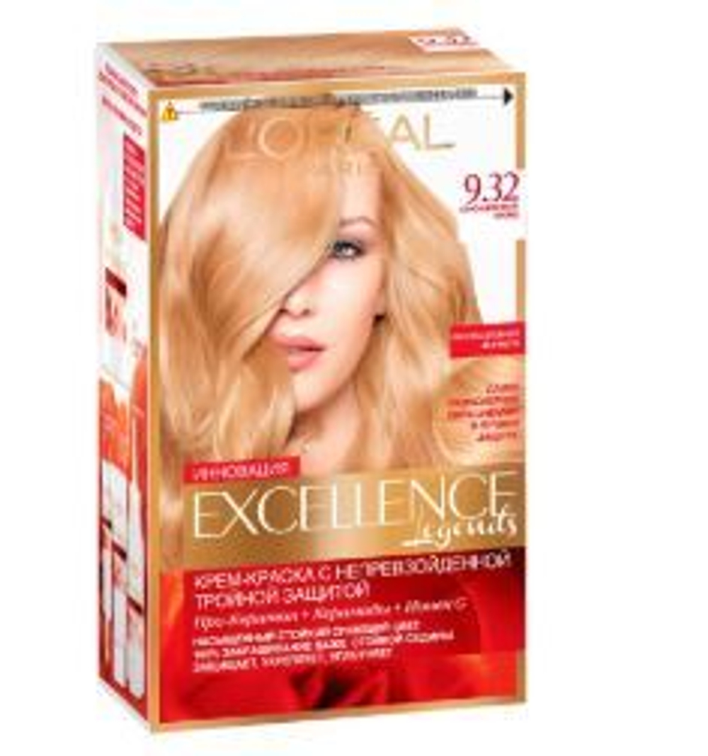 L'Oreal Paris Краска для волос Excellence-Crème,тон №9.32, Сенсационный блонд, 48 мл