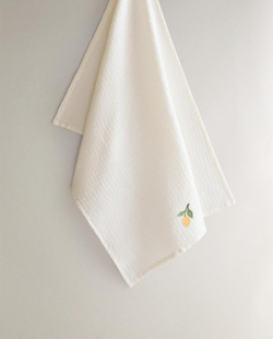 ZARA HOME КУХОННОЕ ПОЛОТЕНЦЕ С ВАФЕЛЬНЫМ УЗОРОМ, ЗЕЛЕНЫЙ