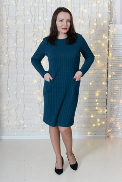 Трикотажное платье 1227Л, морск.волна #133МВ051227Л