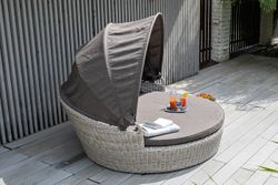 "Стильяно" плетеная кровать круглая, цвет бежевый