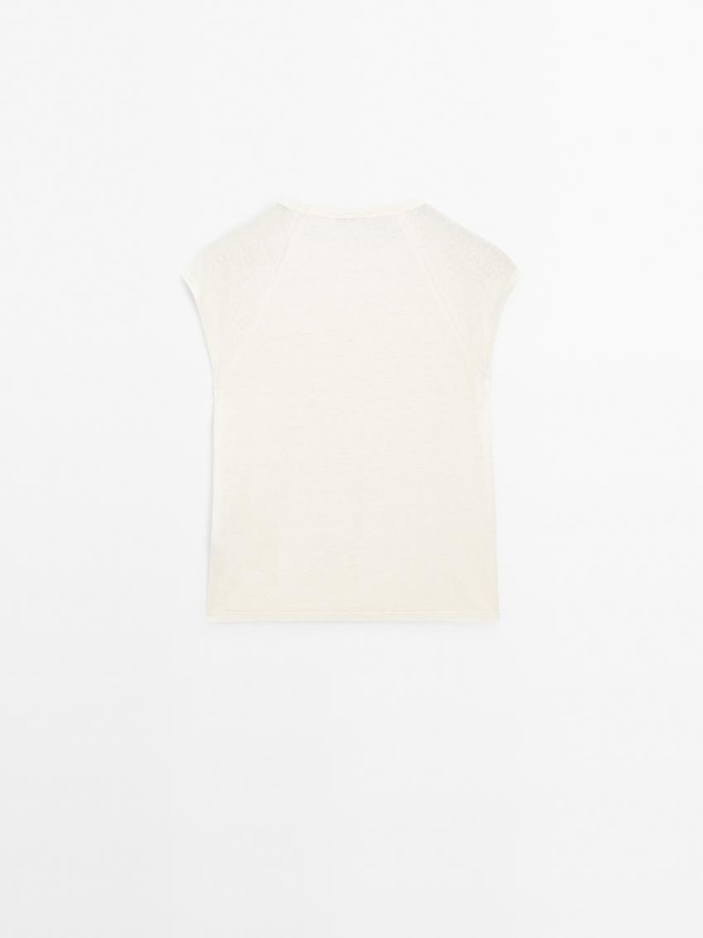 Massimo Dutti Футболка из 100% льна, светло-желтый