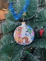 Шар стеклянный "Пони" городецкая роспись, ручная работа