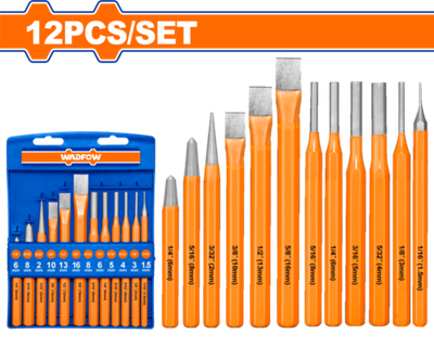 Набор зубил и выколоток 12 шт (5/10) WADFOW WCC8312