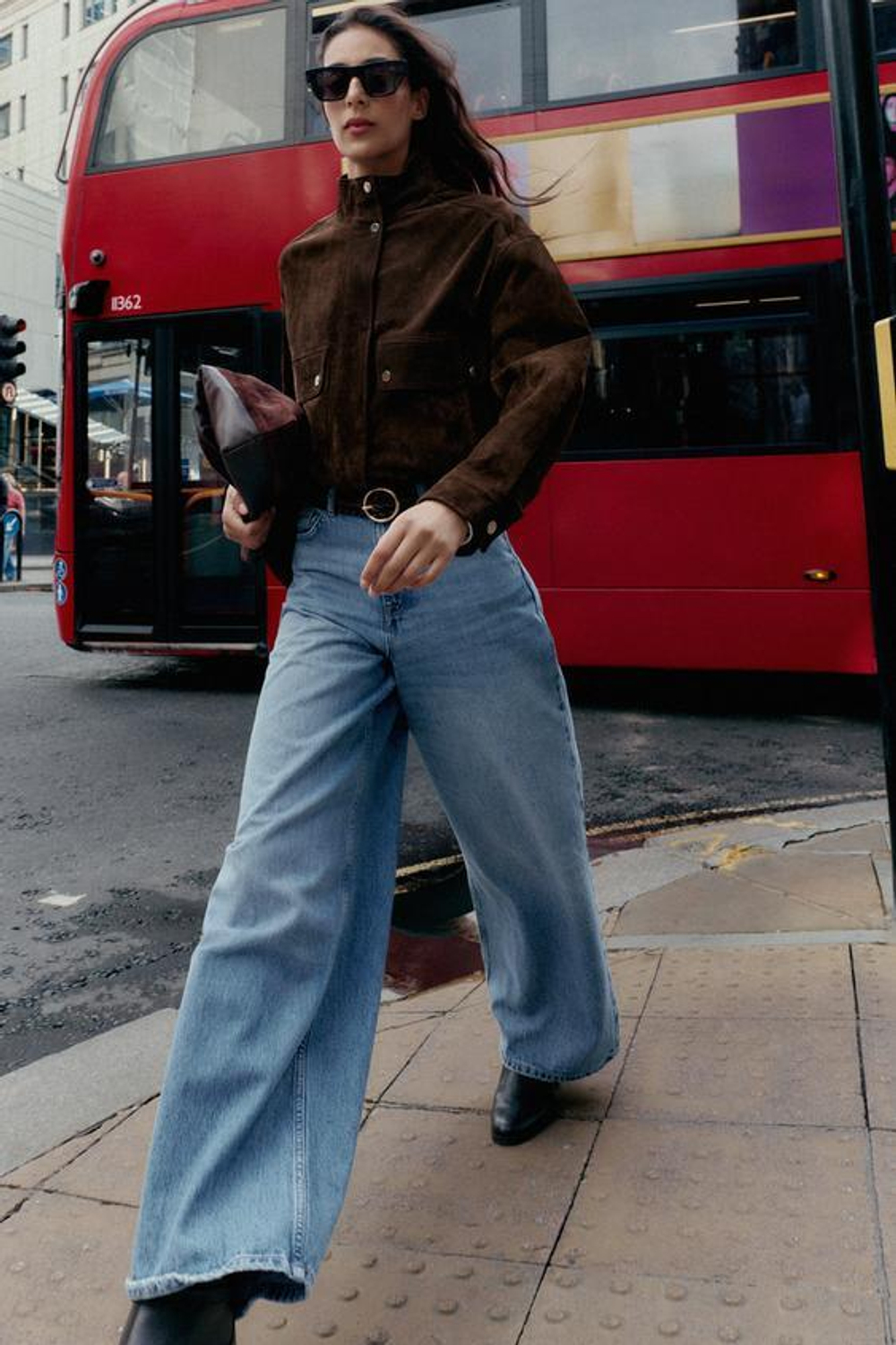 ZARA ДЖИНСЫ Z1975 WIDE LEG С ВЫСОКОЙ ПОСАДКОЙ И ПЛЕТЕНЫМ РЕМНЕМ, ПОЛНОЙ ДЛИНЫ, ВЫЦВЕТШИЙ СИНИЙ