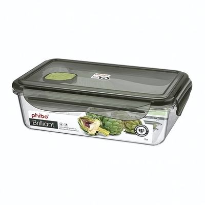 Контейнер для продуктов герметичный с клапаном "brilliant" прямоугольный 1л (черный)