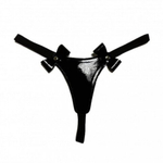 Стринги из эко-кожи лаковые с бантиками