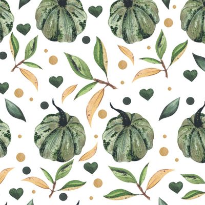 Акварельные зелёные тыквы