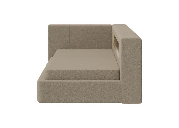 Диван-кровать Cube c нишей L (бежевый, букле)