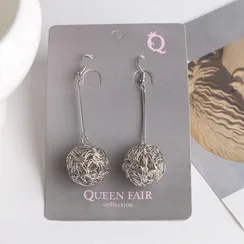 Серьги висячие "Шарик" переплетение, цвет серебро