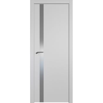 Межкомнатная дверь экошпон Profil Doors 6E манхэттен стекло серебро матлак кромка ABS в цвет двери с зарезкой под скрытые петли Eclipse и защёлку AGB