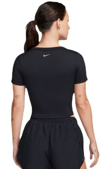 Женская теннисная футболка Nike One Fitted Dri-Fit Short Sleeve Top - black/black
