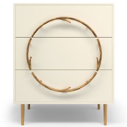 Комод Арт Колор matte Стайл Голд с 3 ящиками Кремовый белый матовый