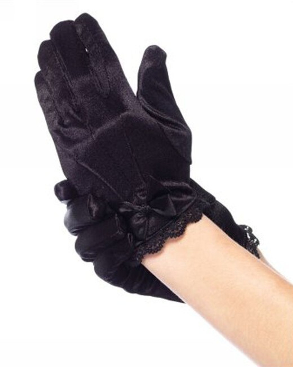 Детские перчатки с бантиками (черный) (Цвет: черный)