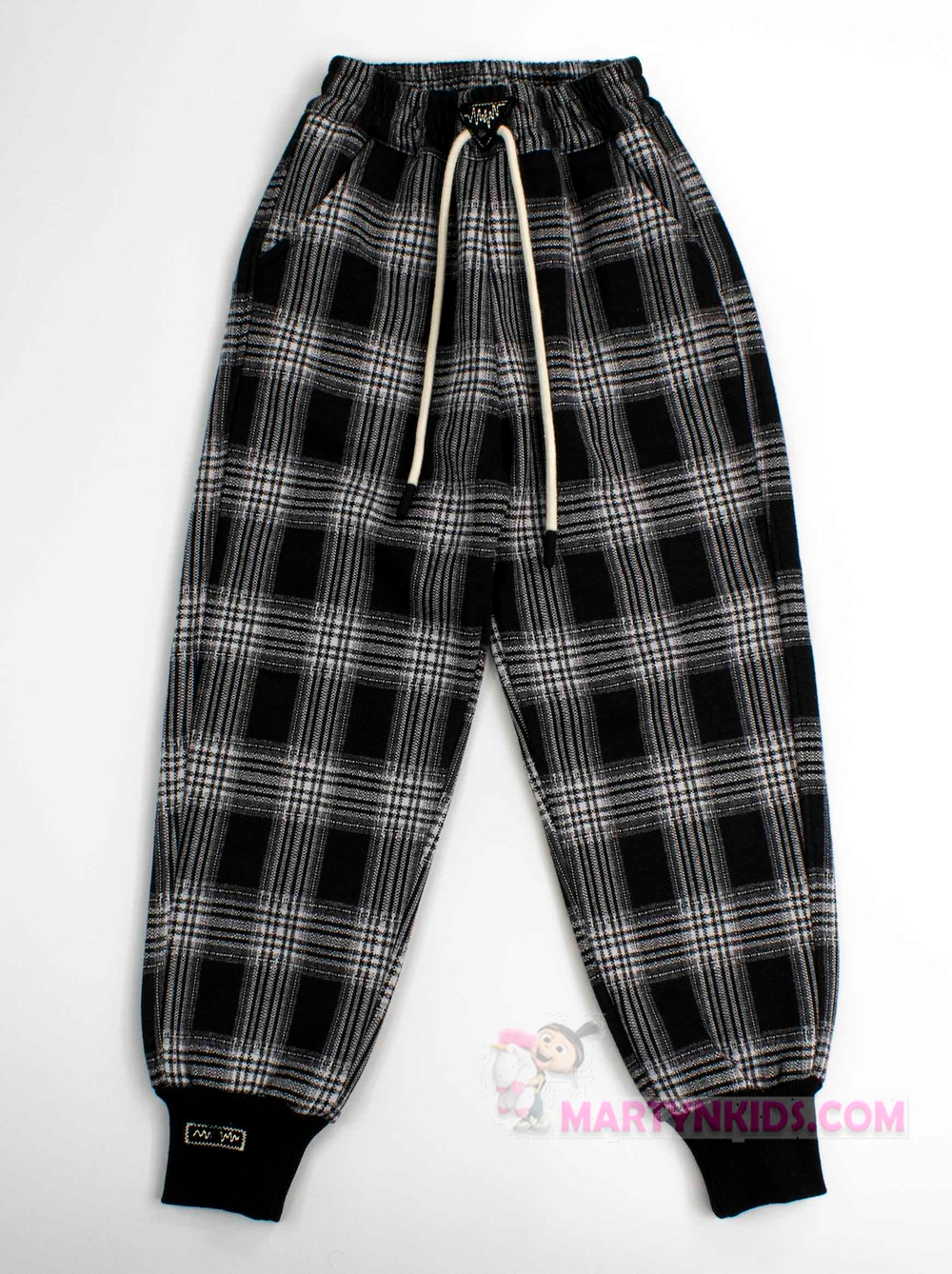 теплые брюки клетка манжеты на резинке плис 4861