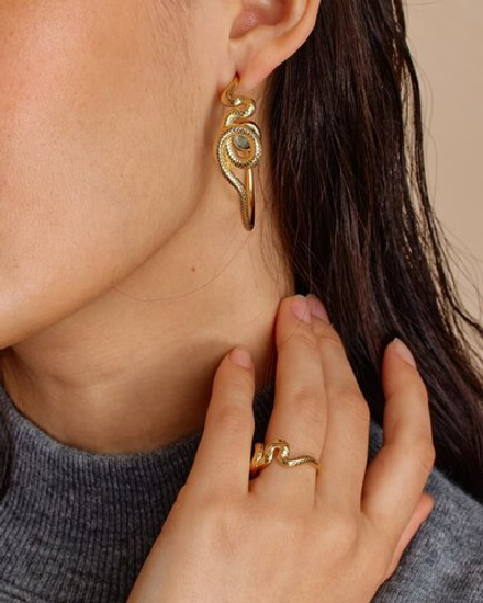 Серьги ORI TAO, Venin, со змеей и перламутром, OT24.2-12-32002 (золотистый)