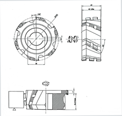 PCD фреза D.100x43x30+DKN Z=3+3 H=3 LH + RH для Brandt, SCM, IMA, Holzher