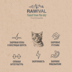 Сухой корм RAWIVAL для котят с уткой и индейкой - 0,4 кг